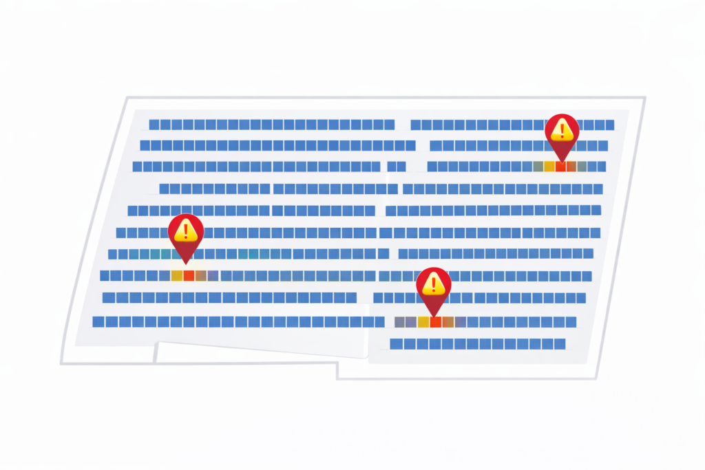 thermal detection of issues in solar park using drone inspection